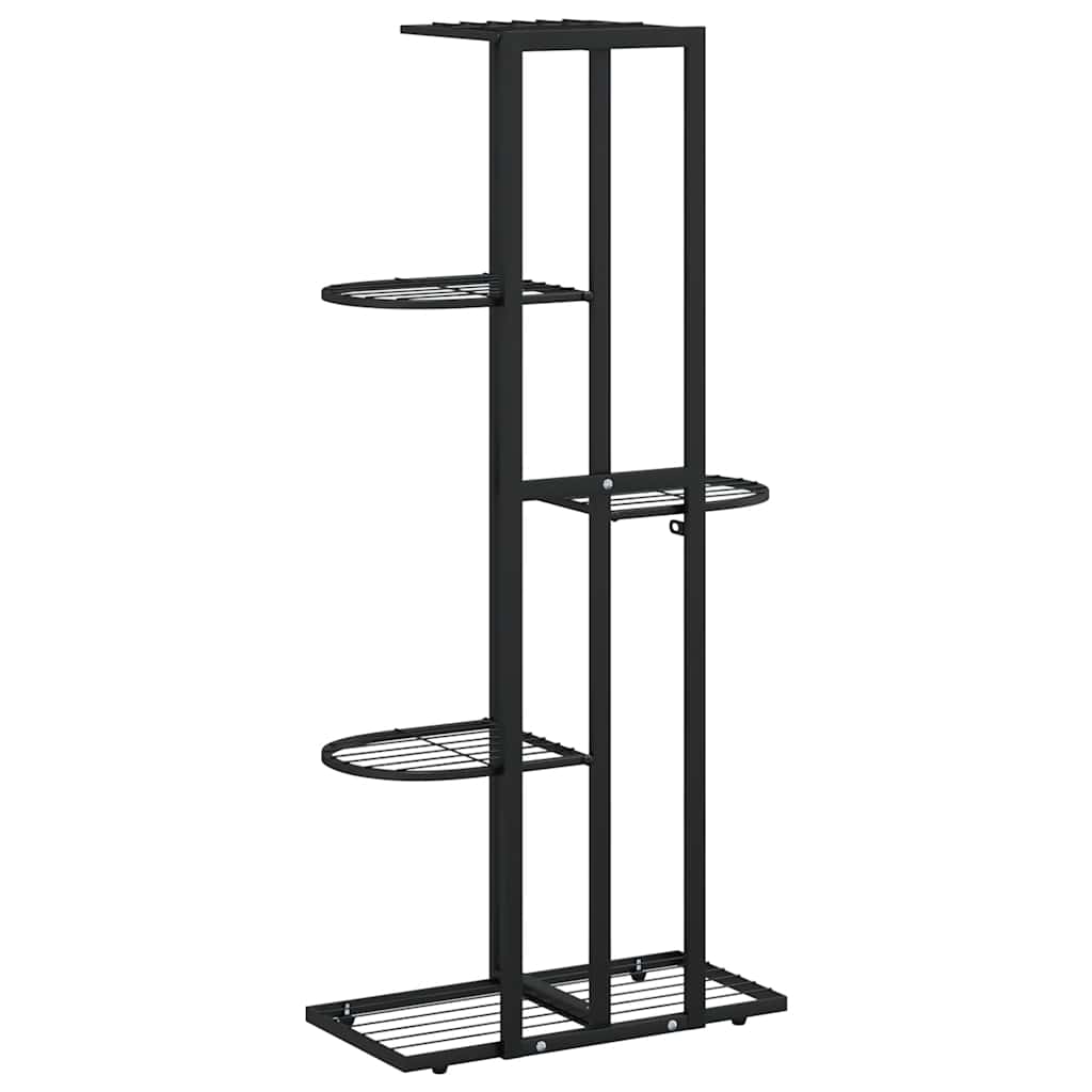Piedistallo per Piante a 5 Piani 43x22x98 cm in Metallo Nero