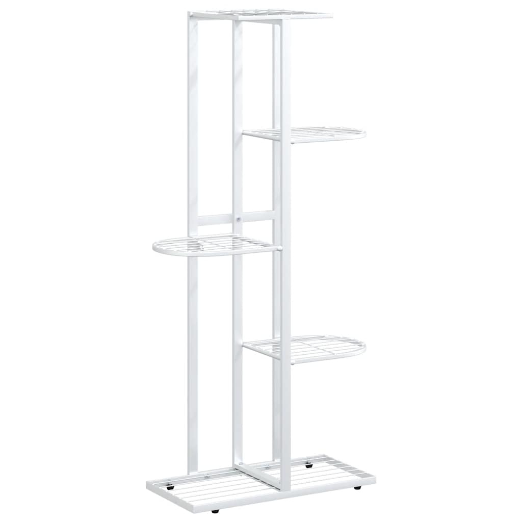 Piedistallo per Piante a 5 Piani 43x22x98 cm in Metallo Bianco