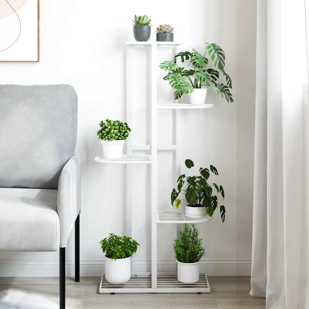 Piedistallo per Piante a 5 Piani 43x22x98 cm in Metallo Bianco