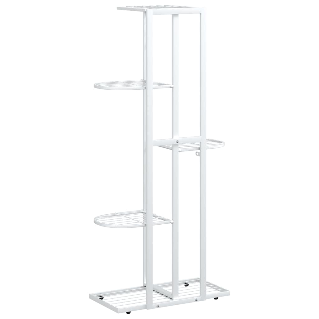 Piedistallo per Piante a 5 Piani 43x22x98 cm in Metallo Bianco