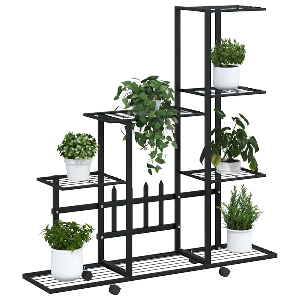 Portapiante con Ruote 94,5x25x92,5 cm Nero in Metallo