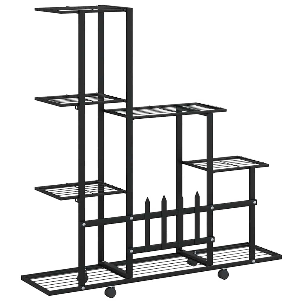 Portapiante con Ruote 94,5x25x92,5 cm Nero in Metallo
