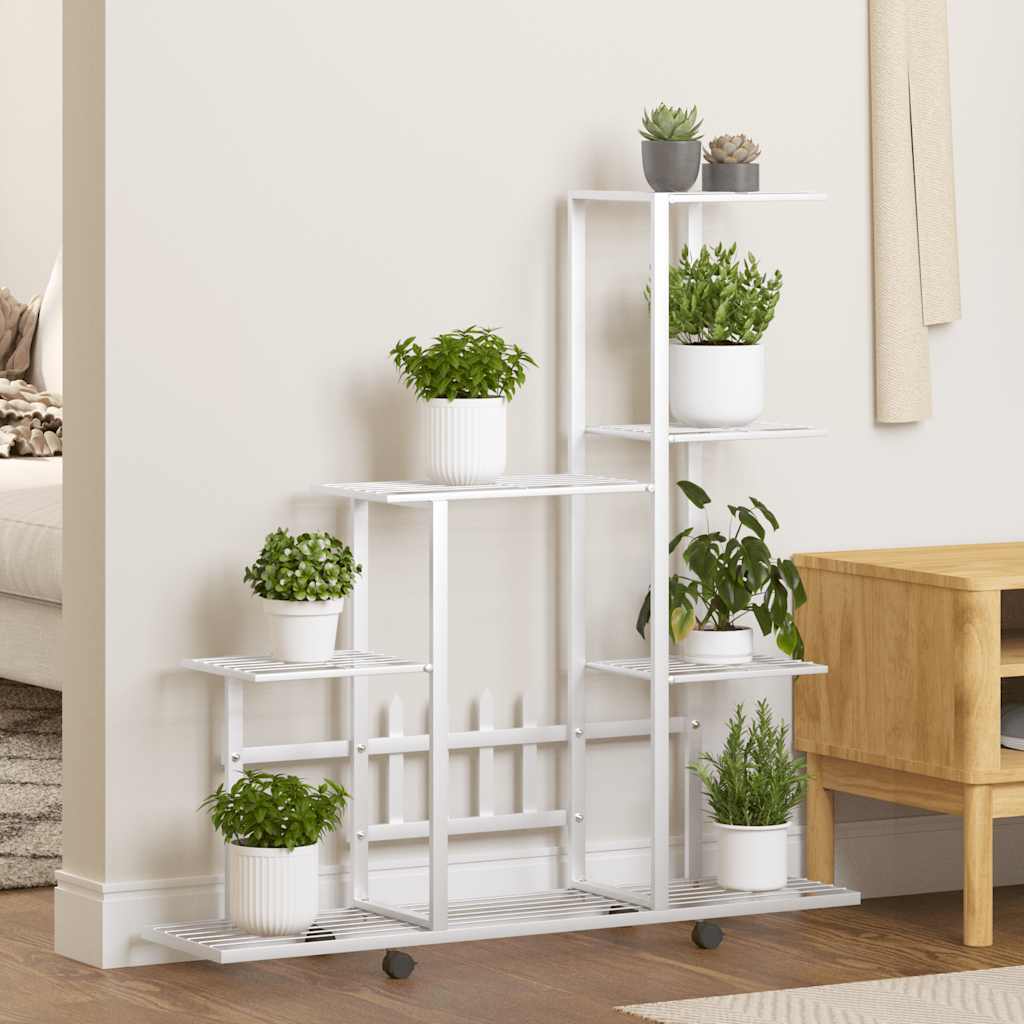 Portapiante con Ruote 94,5x25x92,5 cm Bianco in Metallo