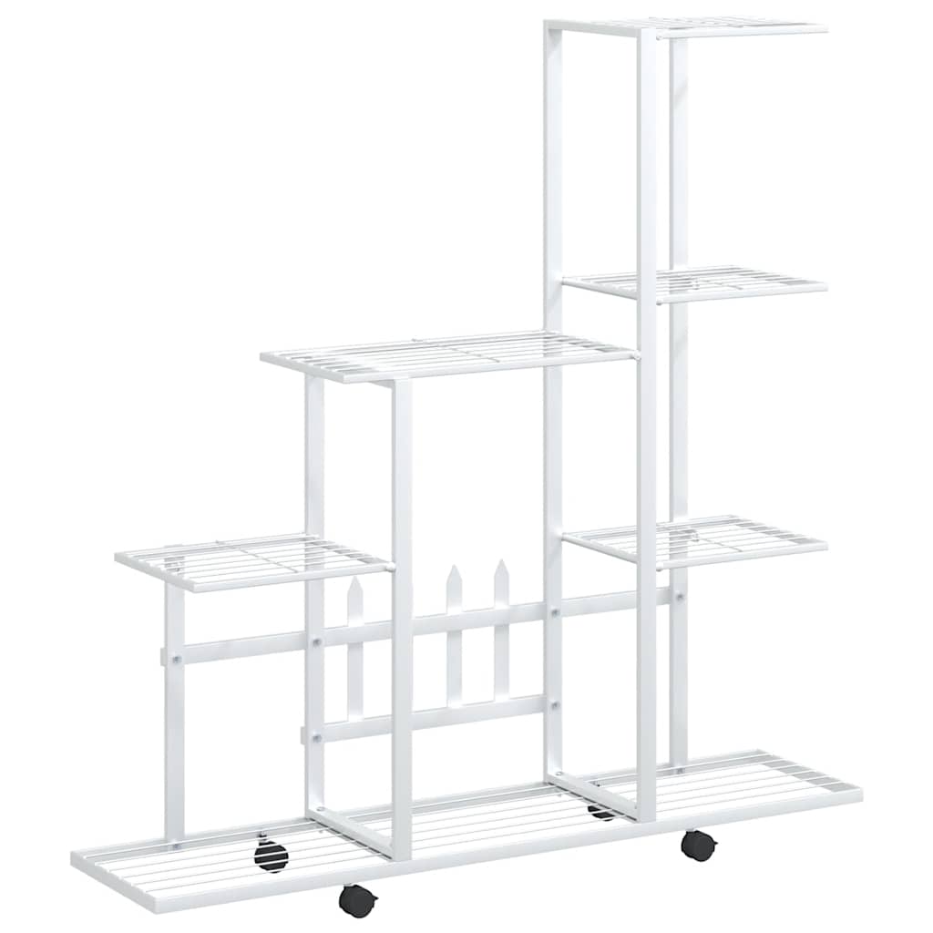 Portapiante con Ruote 94,5x25x92,5 cm Bianco in Metallo