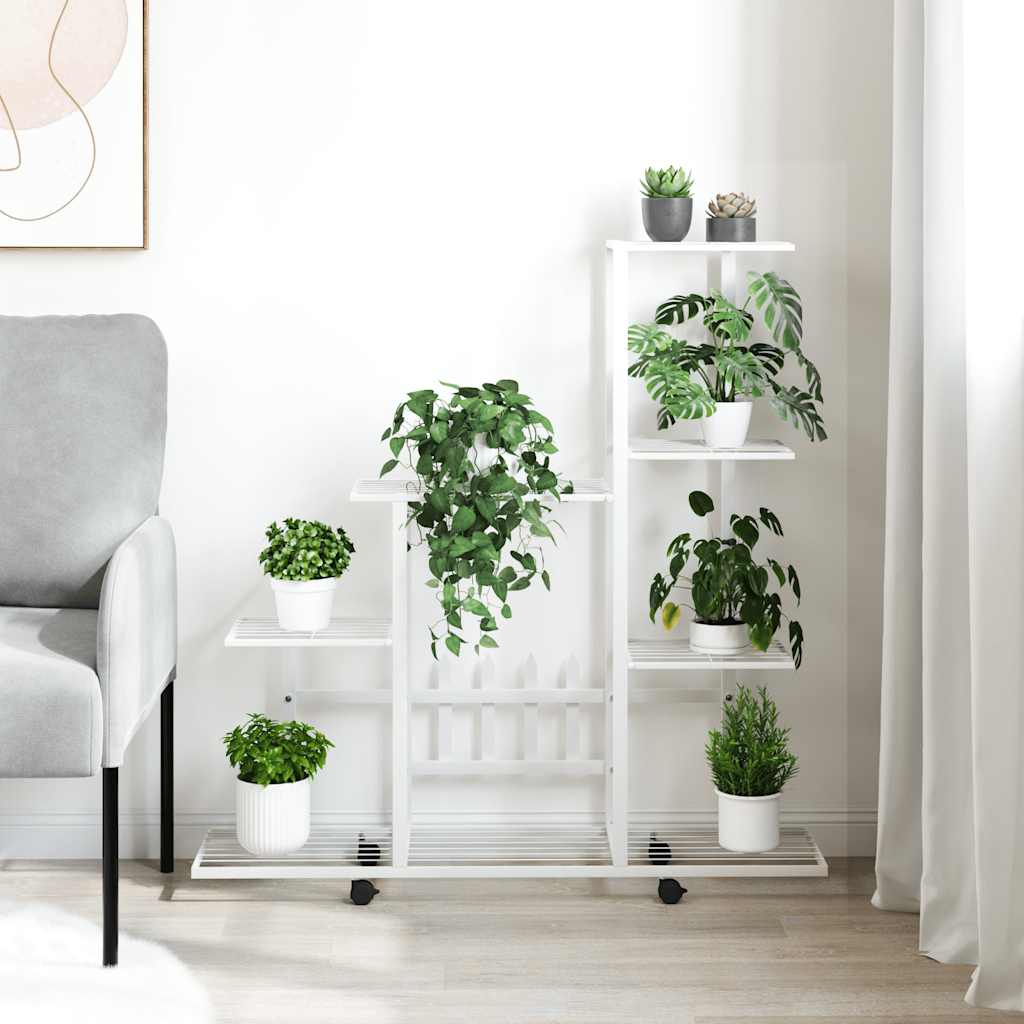Portapiante con Ruote 94,5x25x92,5 cm Bianco in Metallo
