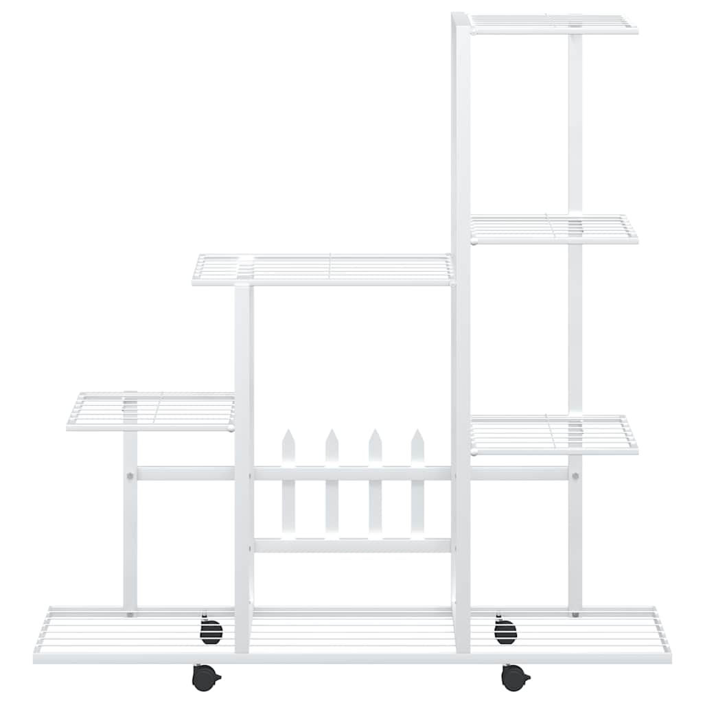 Portapiante con Ruote 94,5x25x92,5 cm Bianco in Metallo