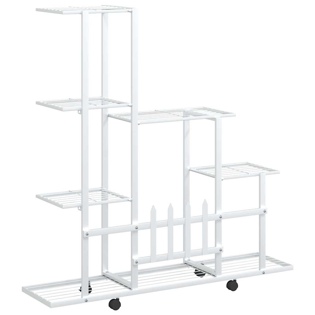 Portapiante con Ruote 94,5x25x92,5 cm Bianco in Metallo