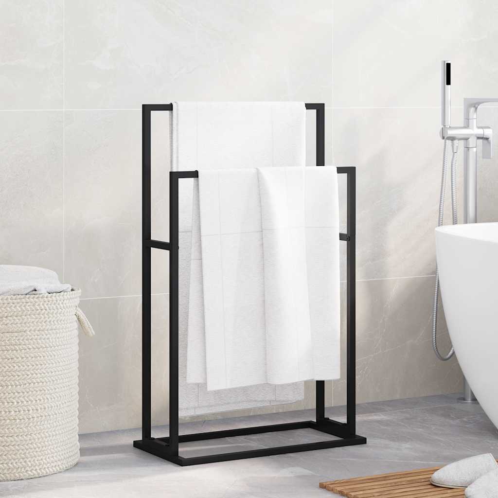 Portasciugamani Autoportante Nero 48x24x78,5 cm in Ferro