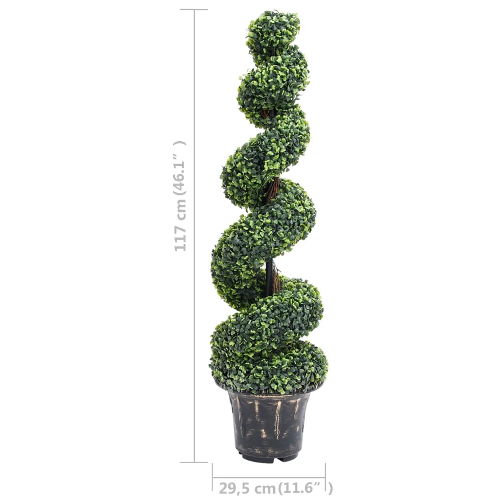 Pianta di Bosso Artificiale a Spirale con Vaso Verde 117 cm
