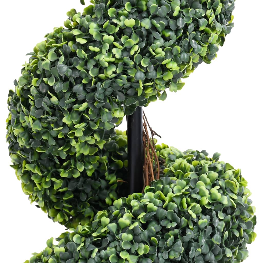 Pianta di Bosso Artificiale a Spirale con Vaso Verde 100 cm