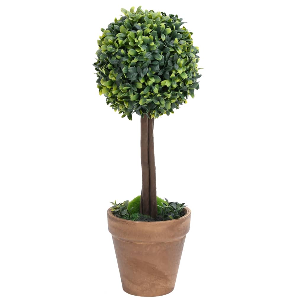 Piante di Bosso Artificiale 2 pz a Sfera con Vaso Verde 41 cm