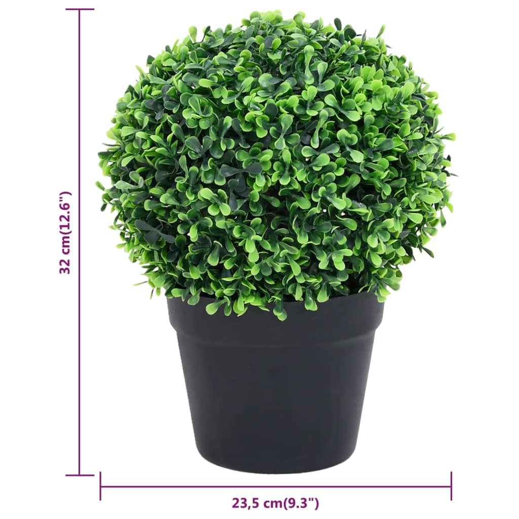 Piante di Bosso Artificiale 2 pz a Sfera con Vaso Verde 32 cm
