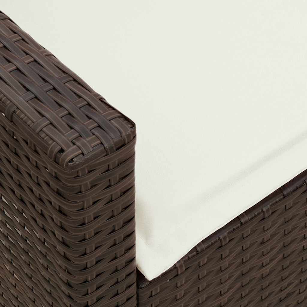 Divano da Giardino con Cuscini in Polyrattan Marrone