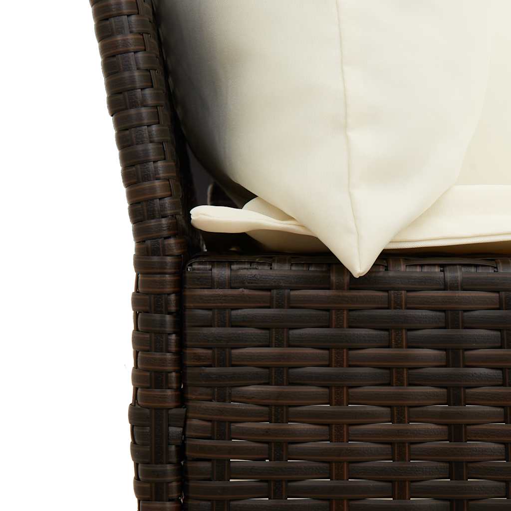 Divano da Giardino con Cuscini in Polyrattan Marrone