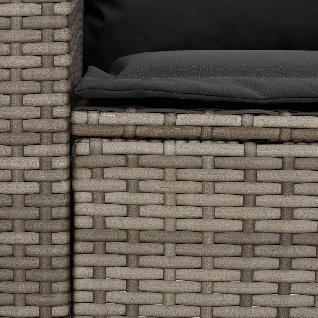 Divano da Giardino con Cuscini in Polyrattan Grigio