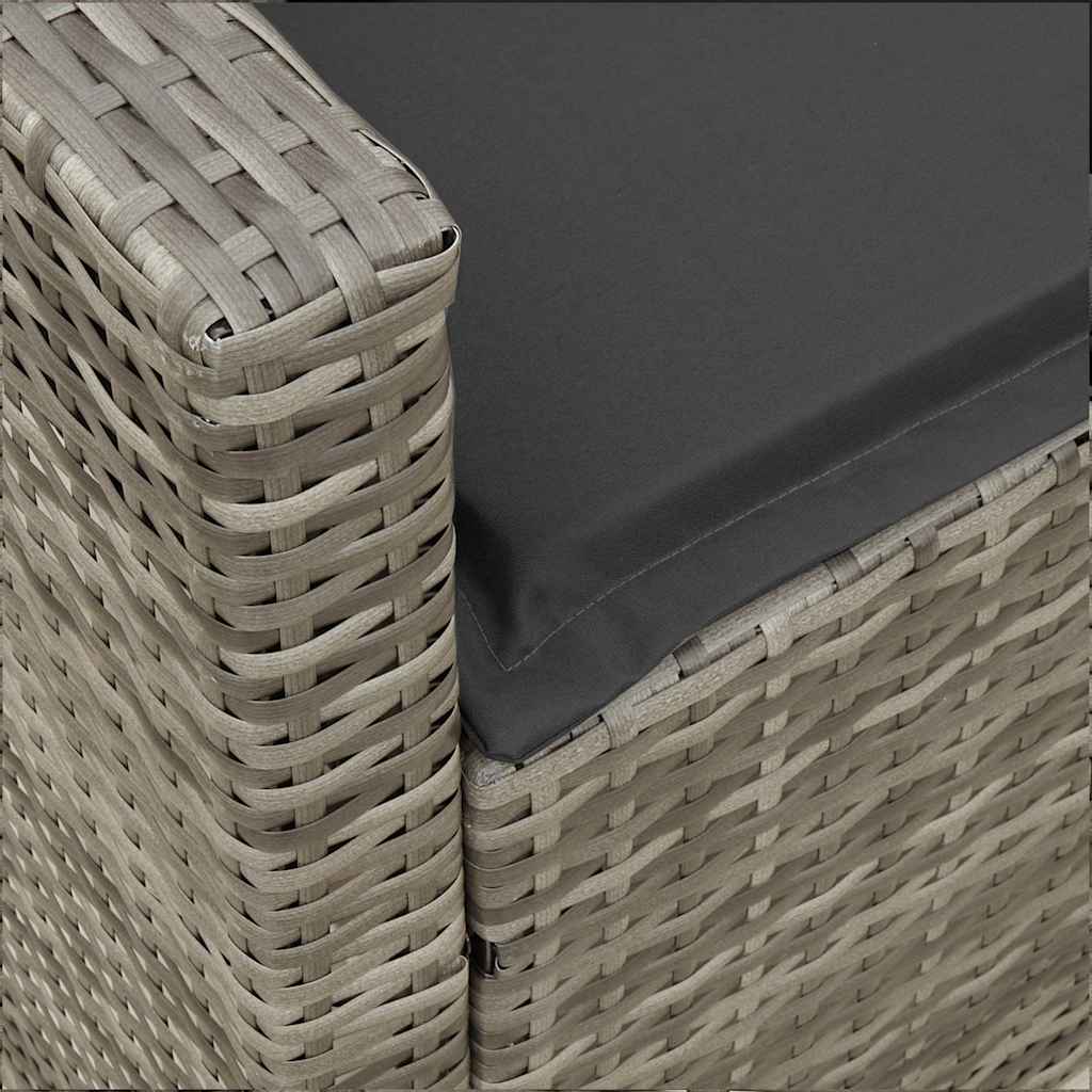 Divano da Giardino con Cuscini in Polyrattan Grigio