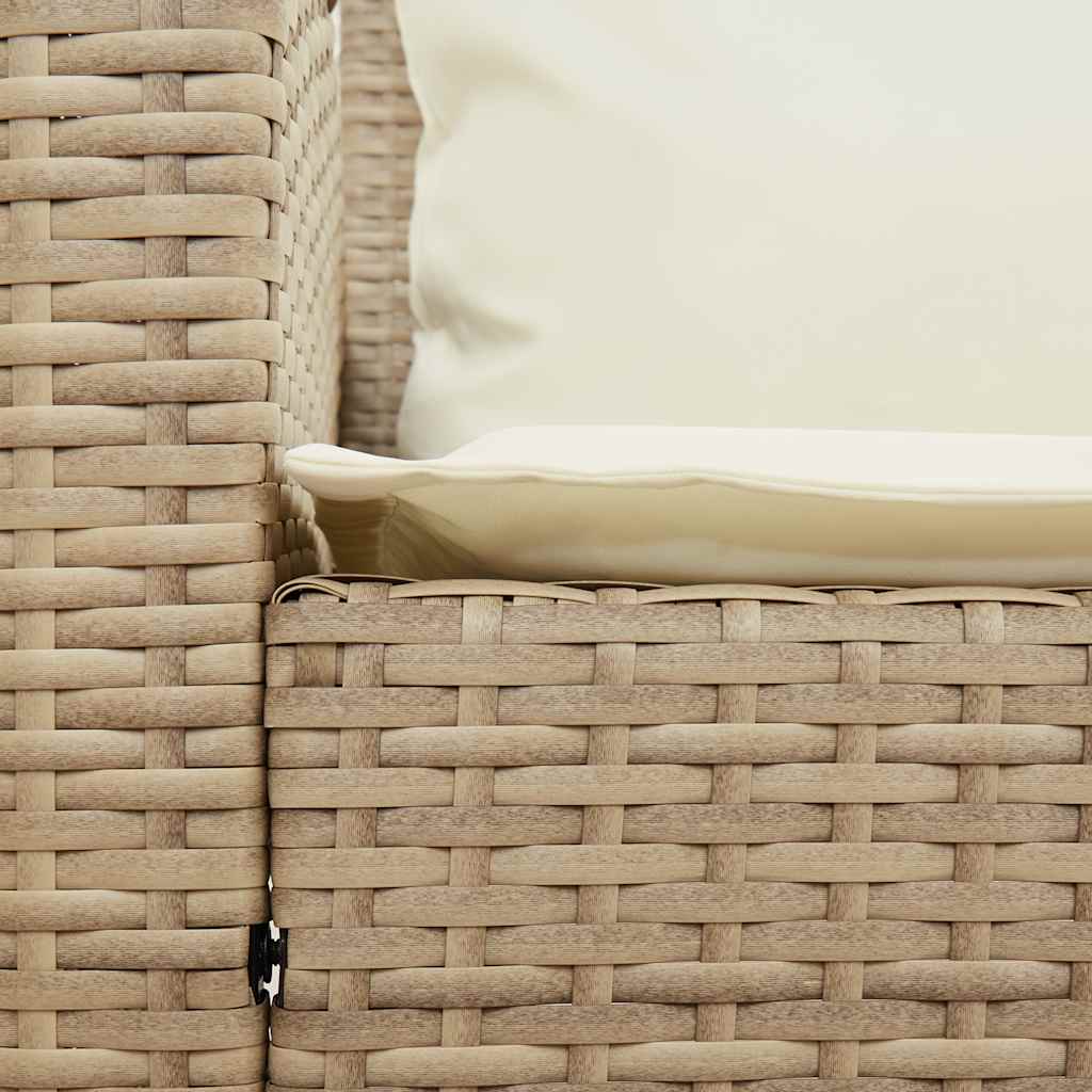 Divano da Giardino con Cuscini in Polyrattan Beige