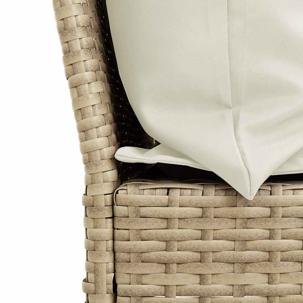 Divano da Giardino con Cuscini in Polyrattan Beige