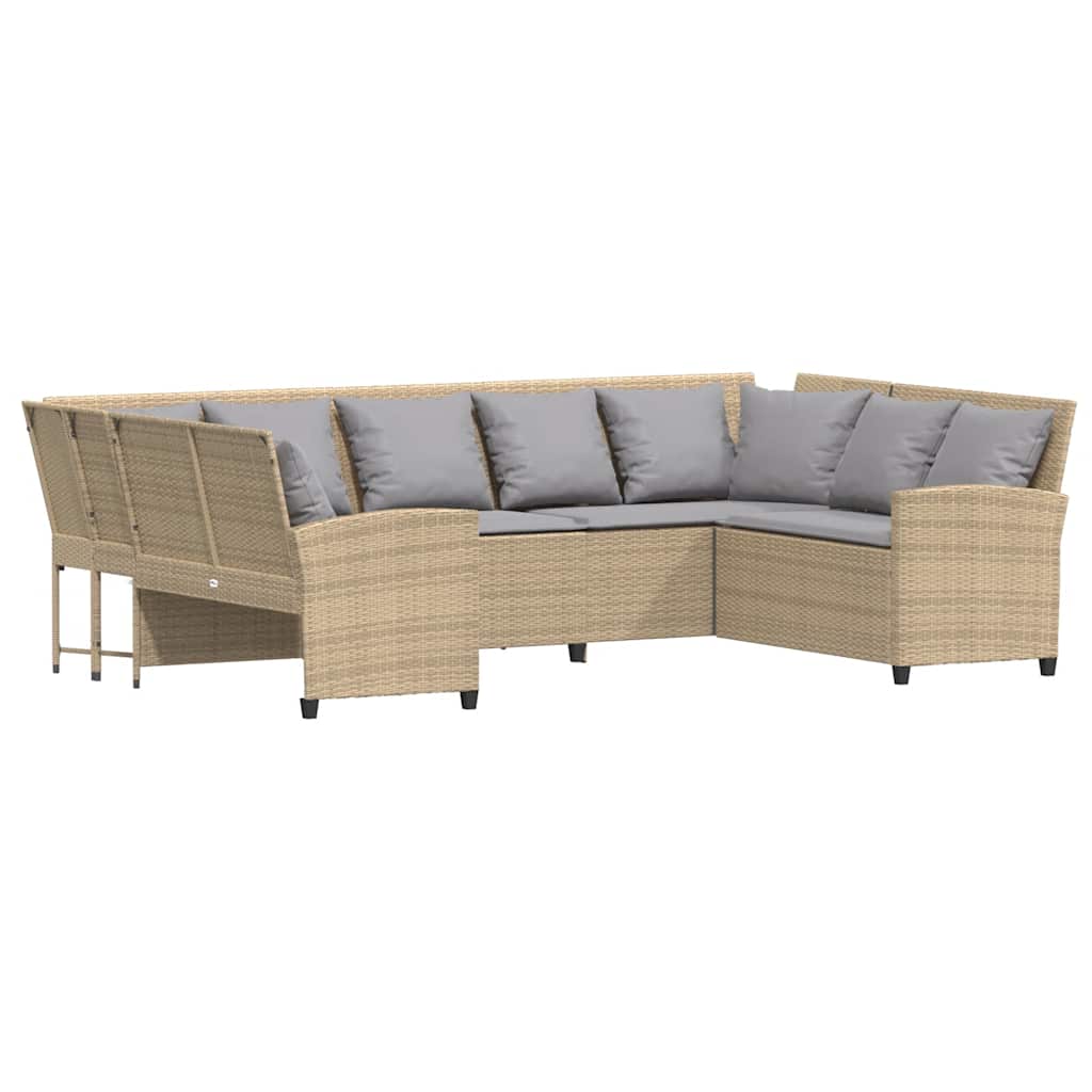 Divano da Giardino con Cuscini in Polyrattan Beige