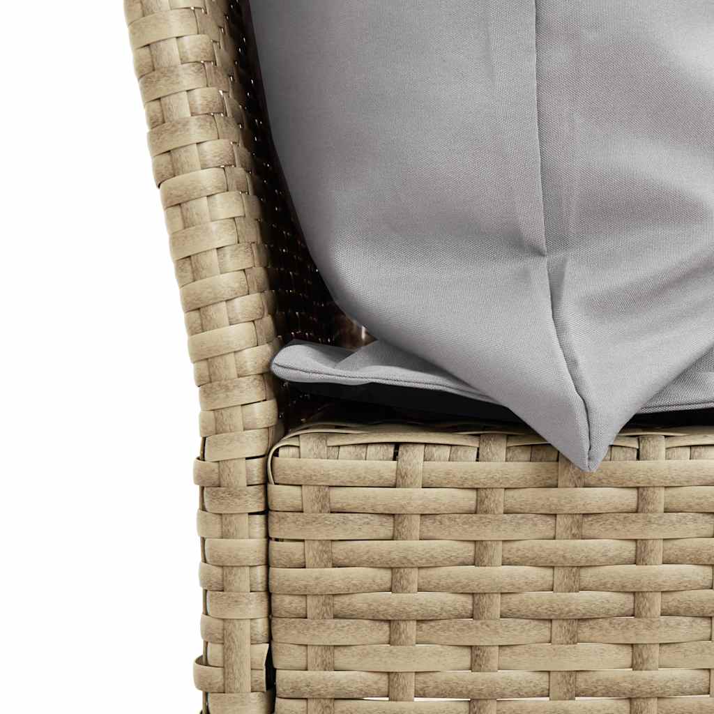 Divano da Giardino con Cuscini in Polyrattan Beige