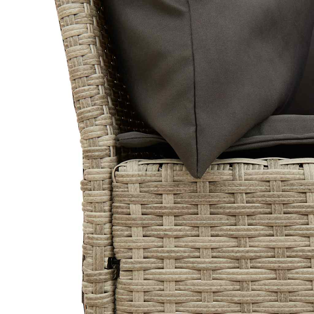 Divano da Giardino con Cuscini in Polyrattan Grigio Chiaro
