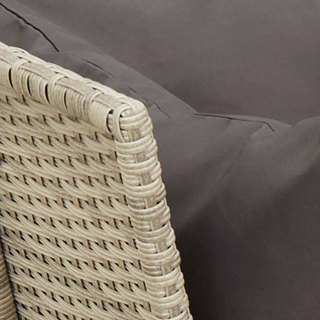 Divano da Giardino con Cuscini in Polyrattan Grigio Chiaro