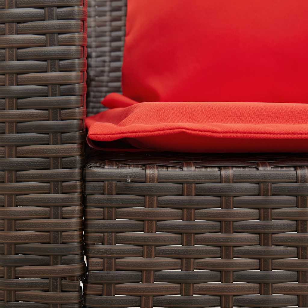 Divano da Giardino con Cuscini in Polyrattan Marrone