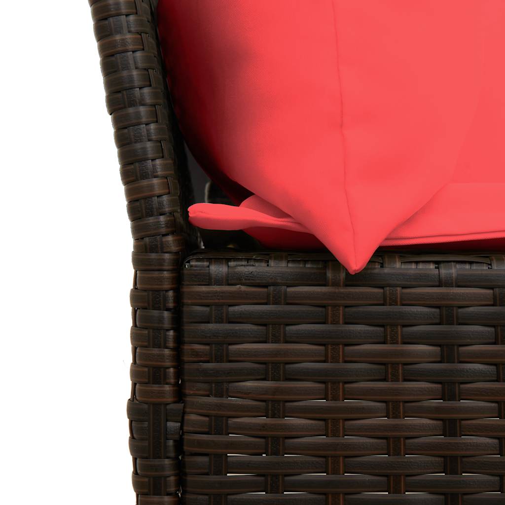 Divano da Giardino con Cuscini in Polyrattan Marrone
