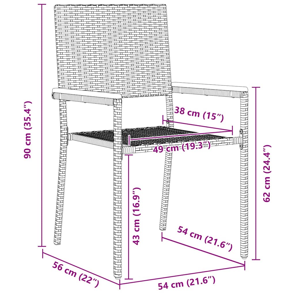 Set da Pranzo per Giardino 7 pz Nero polyrattan