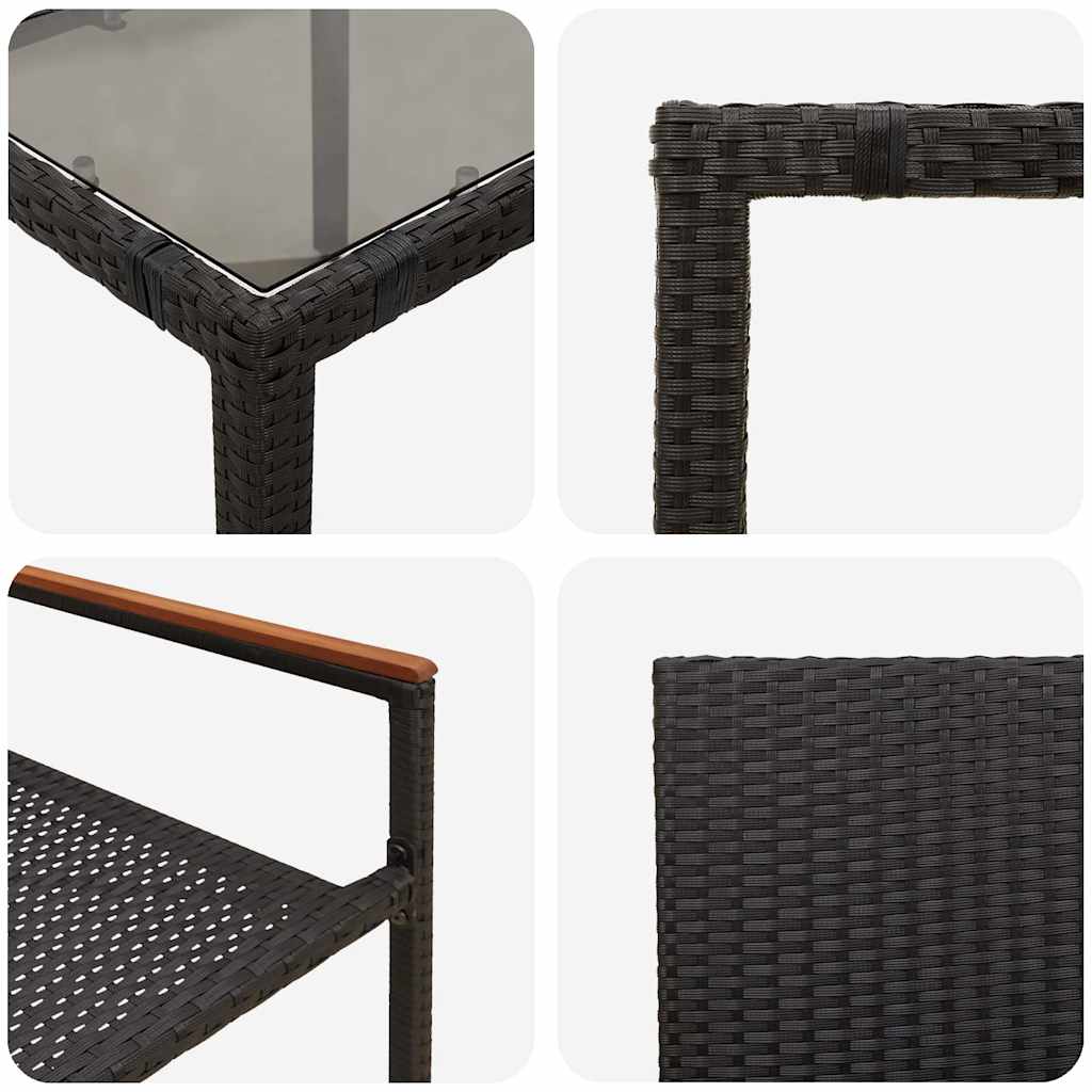 Set da Pranzo per Giardino 7 pz Nero polyrattan
