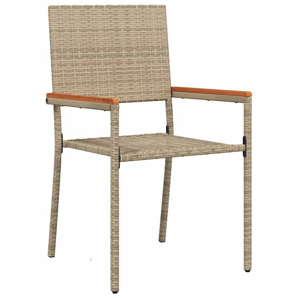 Set da Pranzo per Giardino 7 pz Beige polyrattan