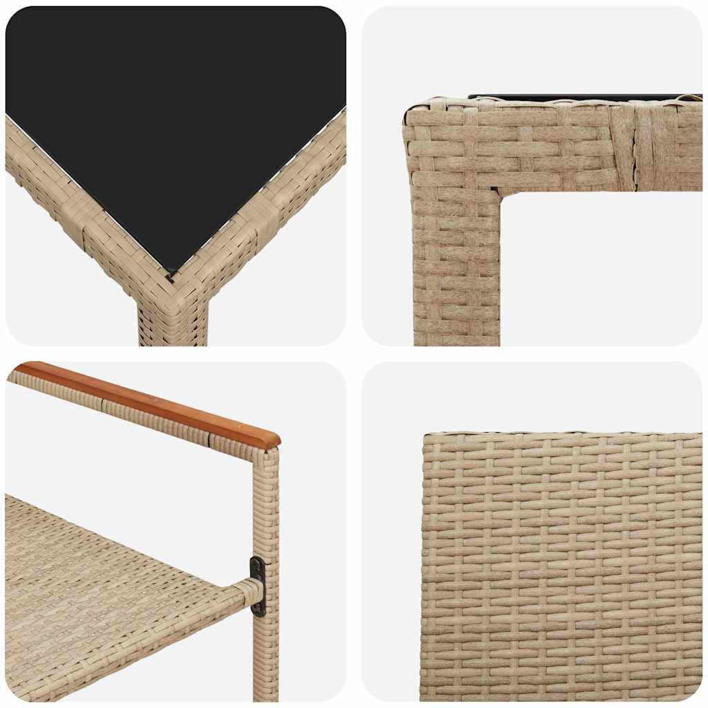 Set da Pranzo per Giardino 7 pz Beige polyrattan