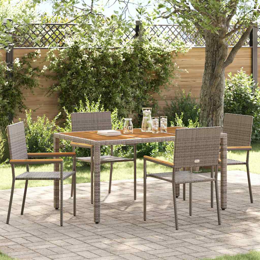 Set da Pranzo per Giardino 5 pz Grigio polyrattan