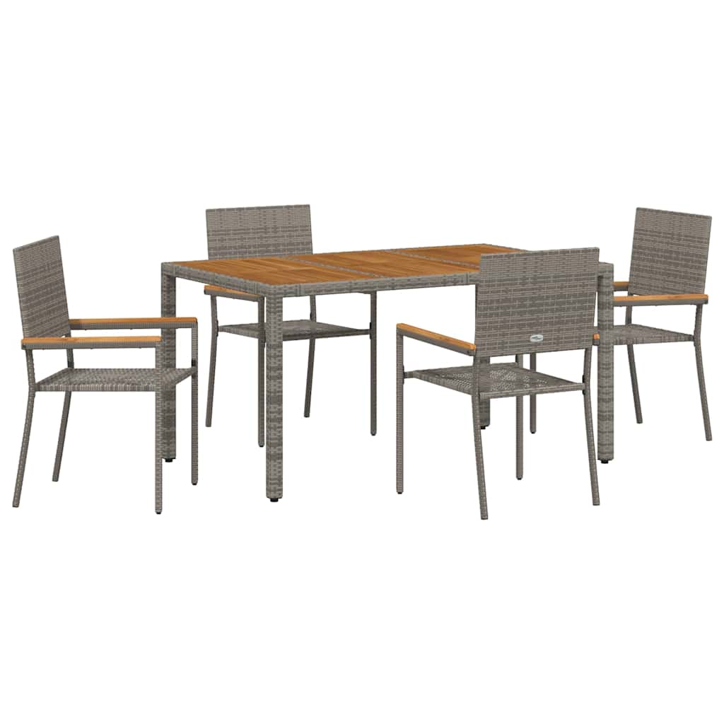 Set da Pranzo per Giardino 5 pz Grigio polyrattan