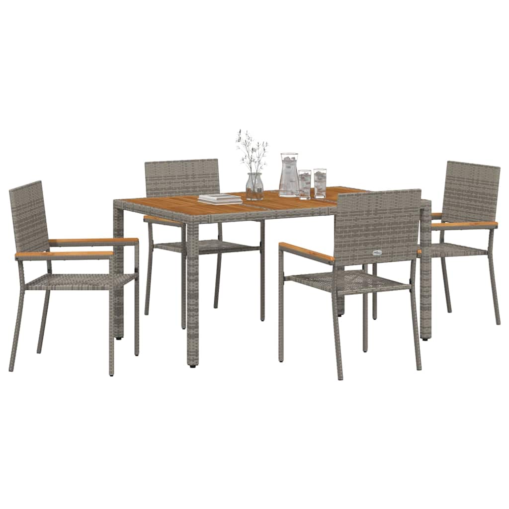 Set da Pranzo per Giardino 5 pz Grigio polyrattan