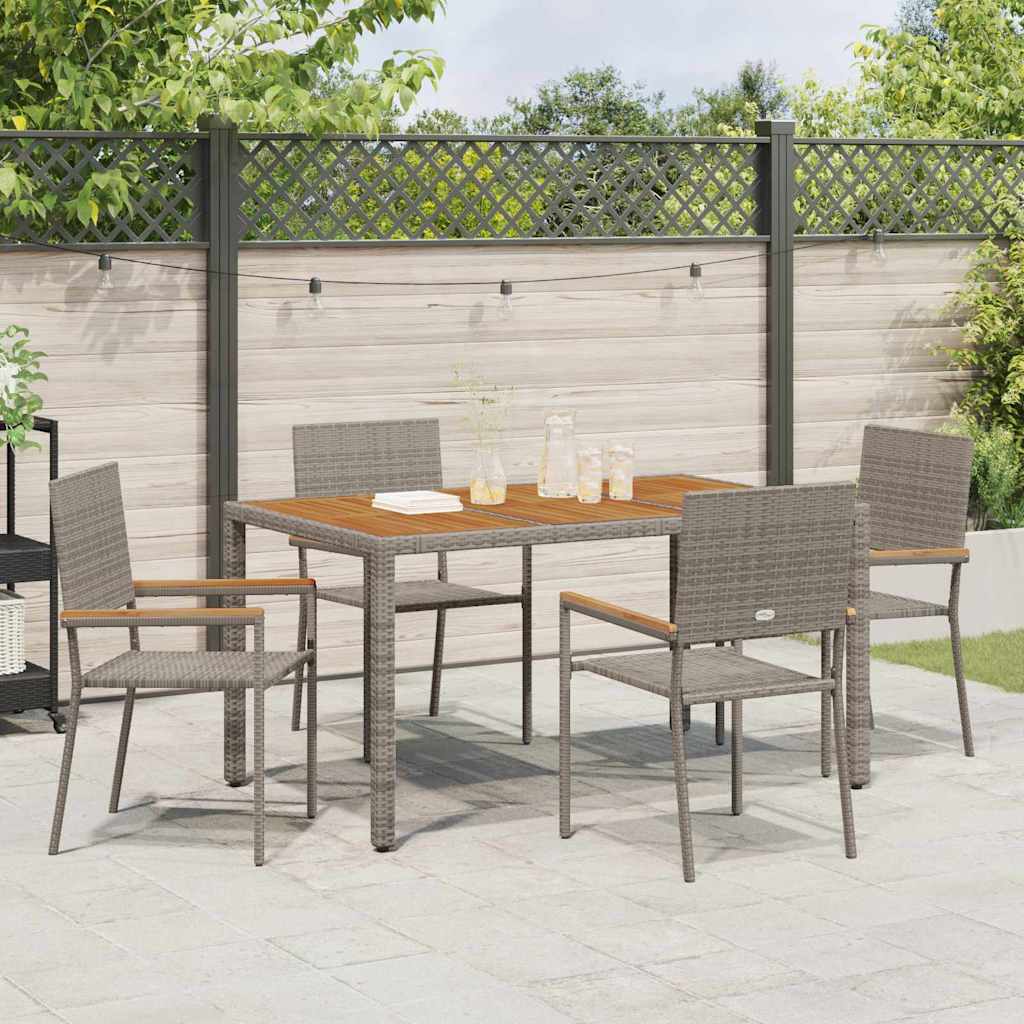 Set da Pranzo per Giardino 5 pz Grigio polyrattan