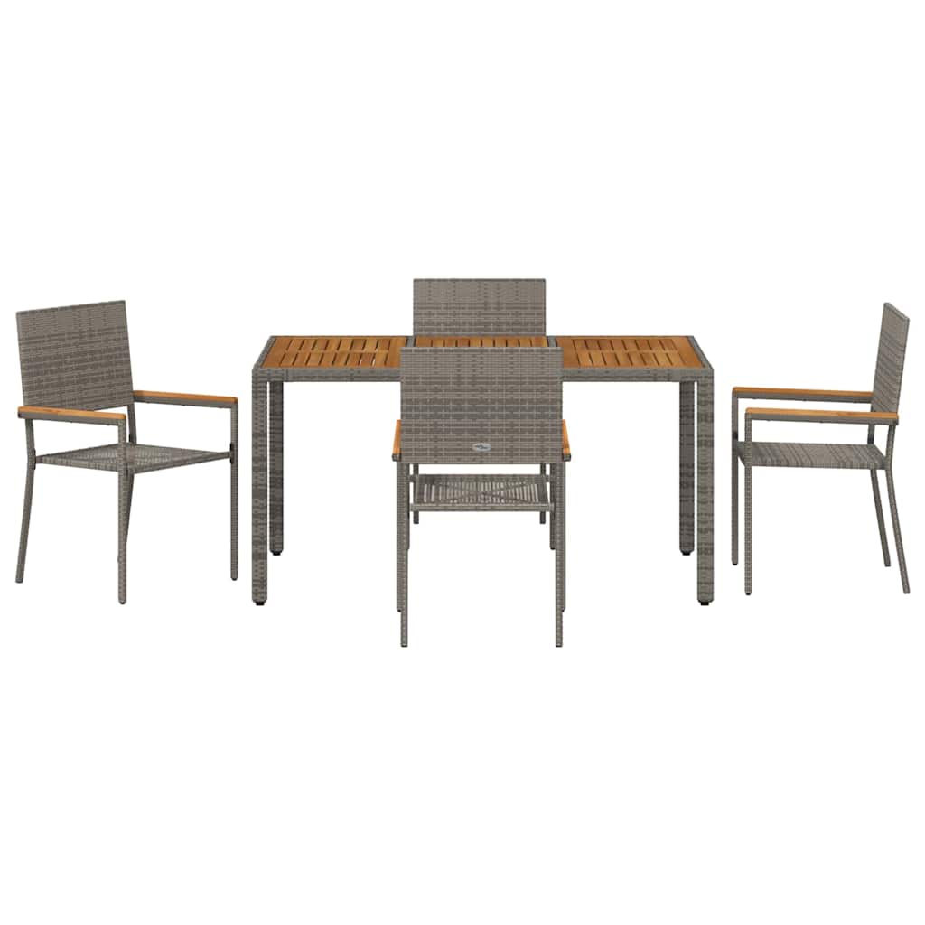 Set da Pranzo per Giardino 5 pz Grigio polyrattan