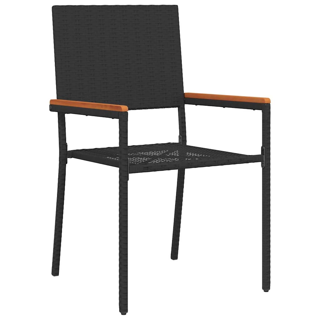 Set da Pranzo per Giardino 7 pz Nero polyrattan