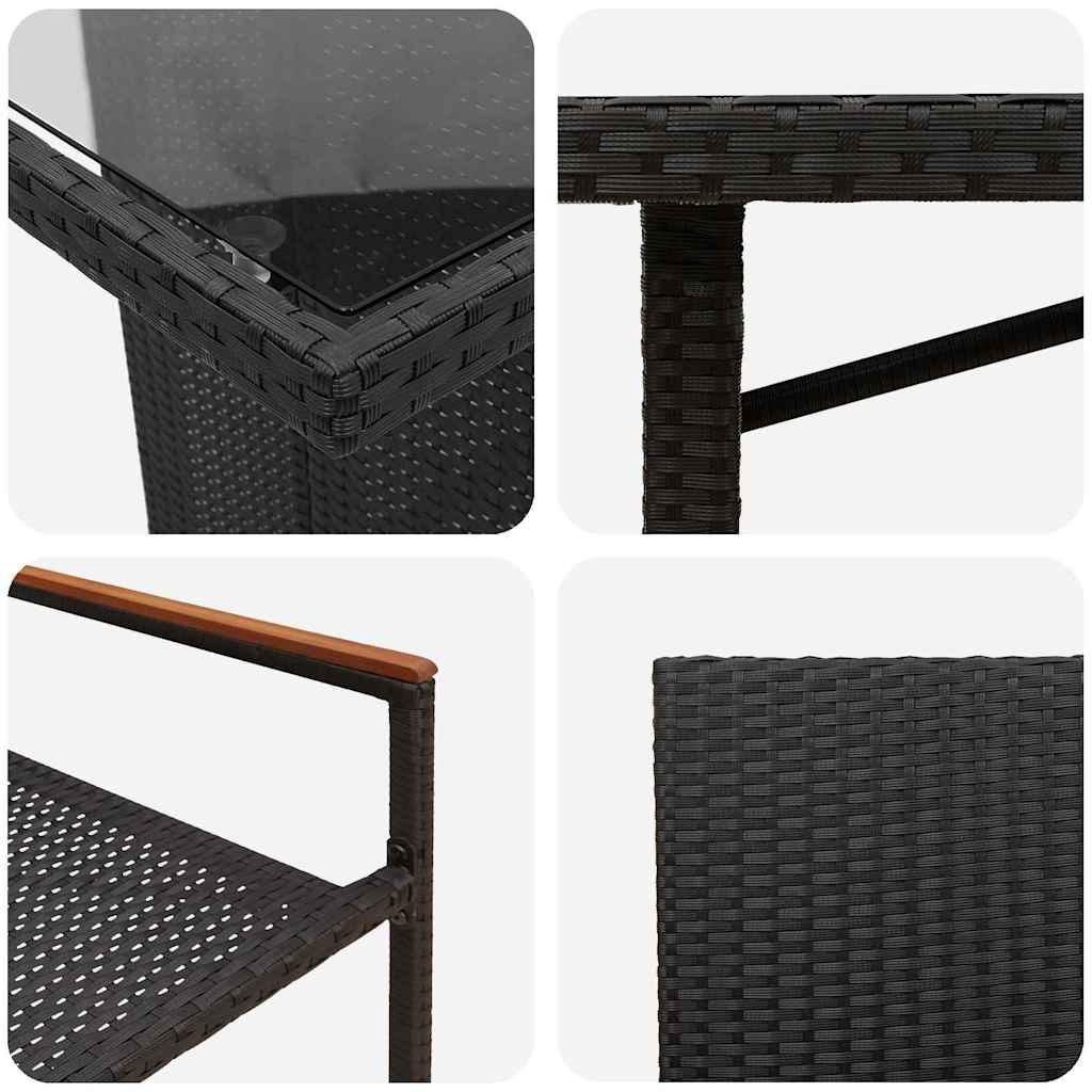 Set da Pranzo per Giardino 7 pz Nero polyrattan