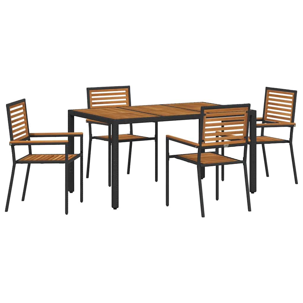 Set da Pranzo per Giardino 5 pz Nero e Marrone polyrattan