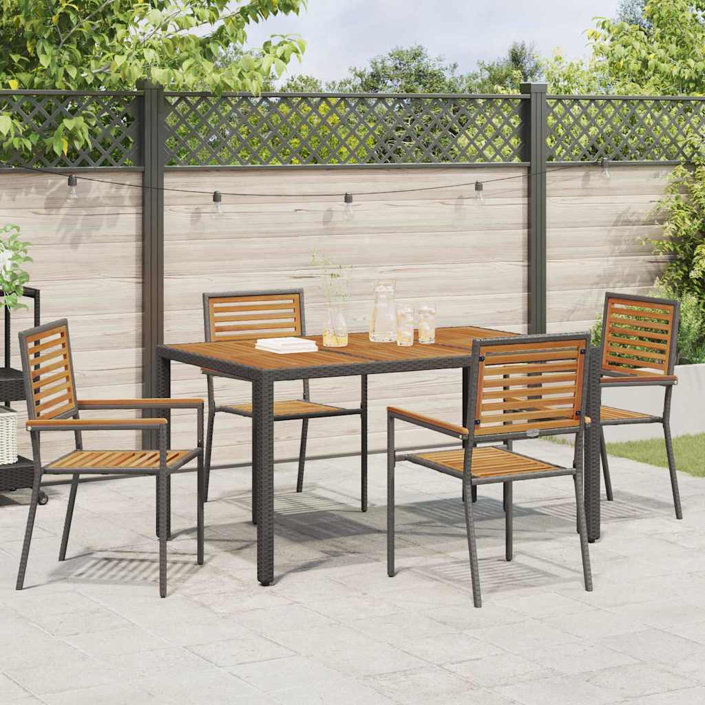 Set da Pranzo per Giardino 5 pz Nero e Marrone polyrattan