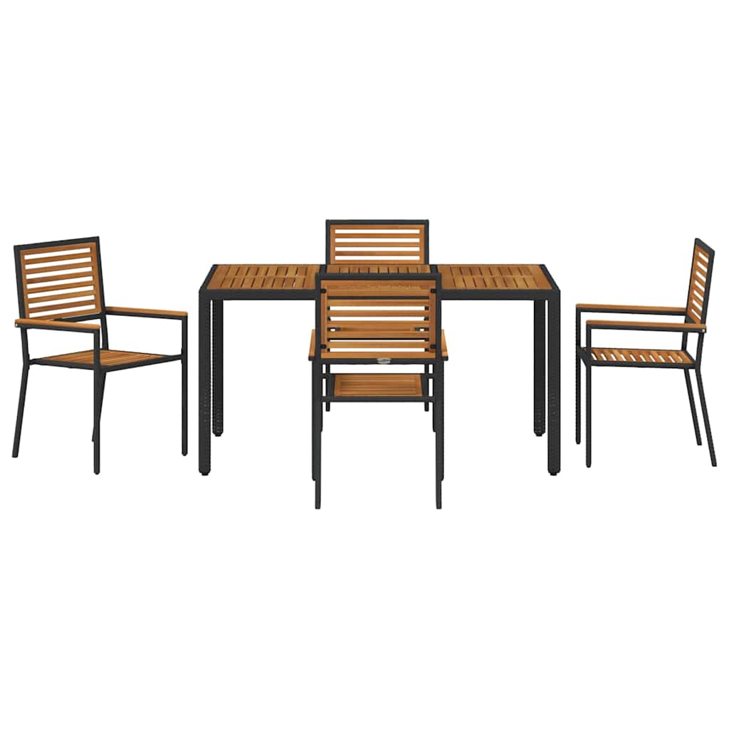 Set da Pranzo per Giardino 5 pz Nero e Marrone polyrattan