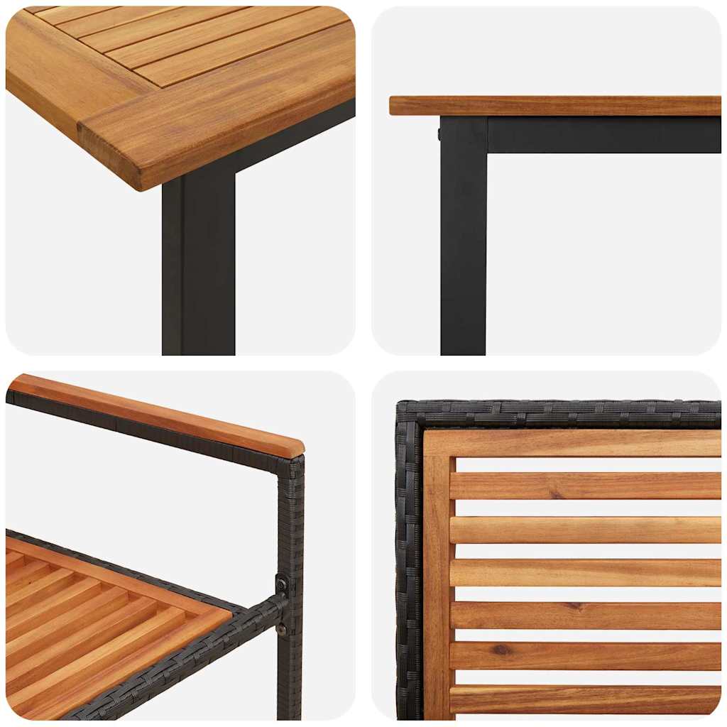 Set da Pranzo per Giardino 5 pz Nero Legno di Acacia Massello
