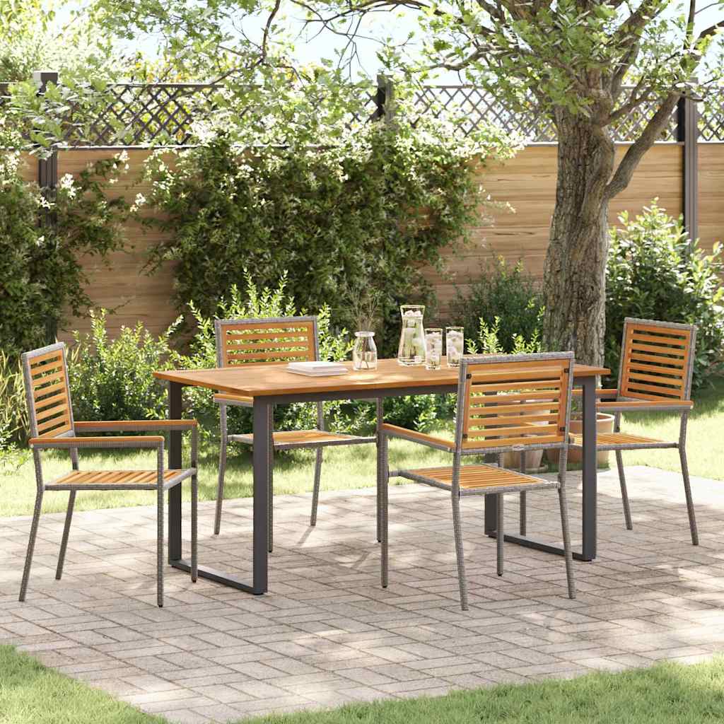 Set da Pranzo per Giardino 5 pz Grigio Legno di Acacia Massello