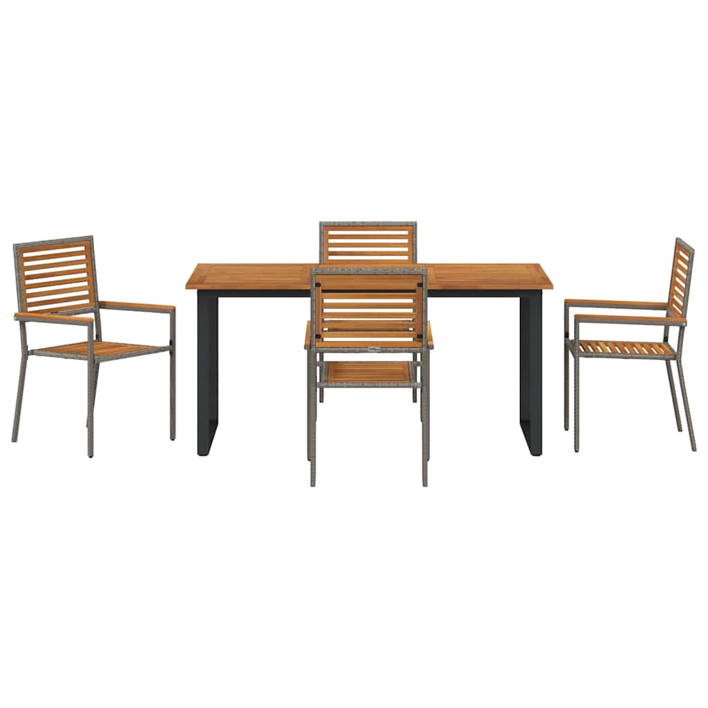 Set da Pranzo per Giardino 5 pz Grigio Legno di Acacia Massello