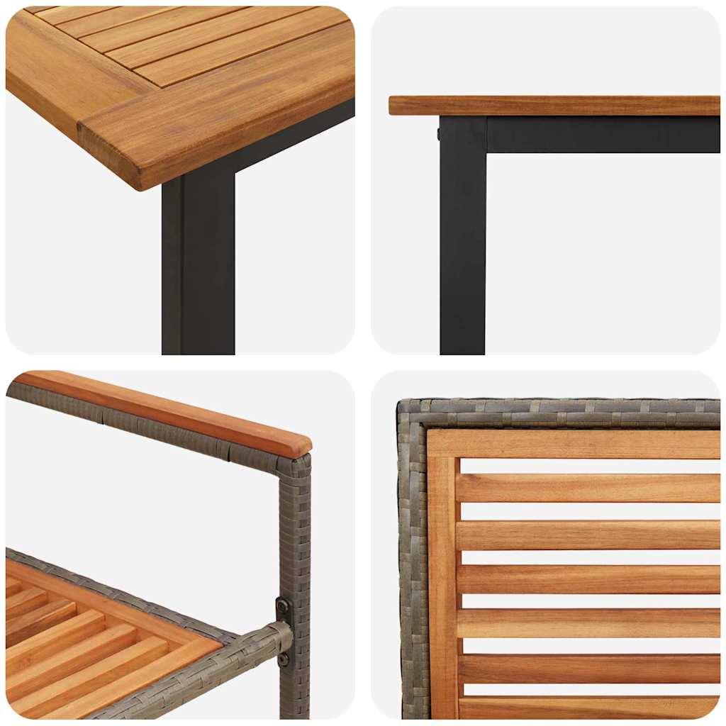 Set da Pranzo per Giardino 5 pz Grigio Legno di Acacia Massello
