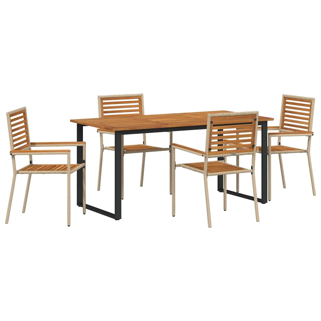 Set da Pranzo per Giardino 5 pz Beige Legno di Acacia Massello