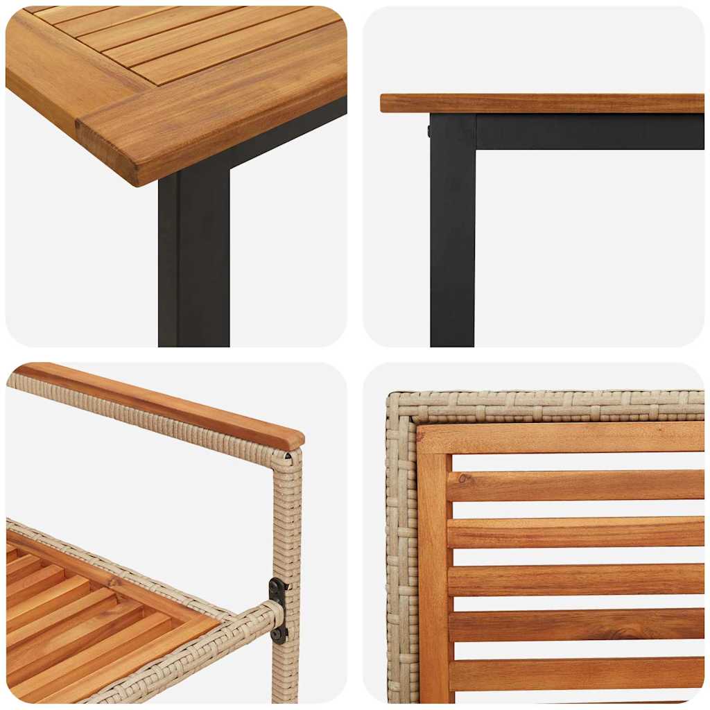 Set da Pranzo per Giardino 5 pz Beige Legno di Acacia Massello