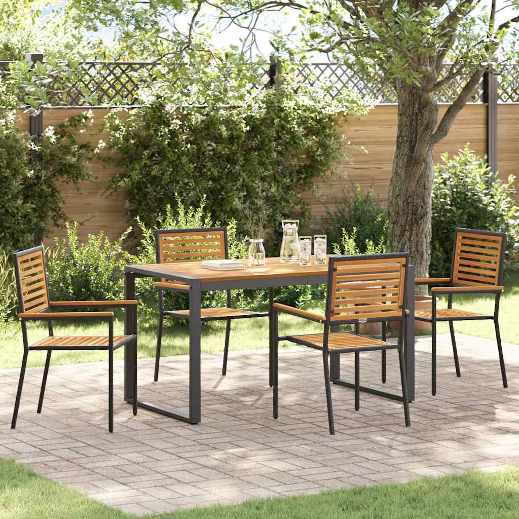 Set da Pranzo per Giardino 5 pz Nero e Marrone polyrattan