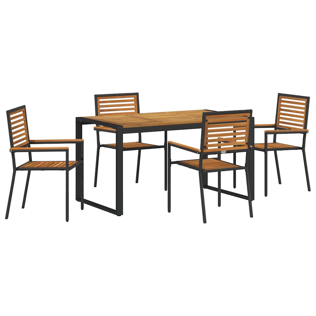 Set da Pranzo per Giardino 5 pz Nero e Marrone polyrattan